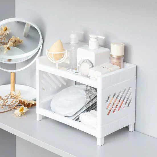 Double Layer Plastic Stroge Organizer Shelf Bowlift