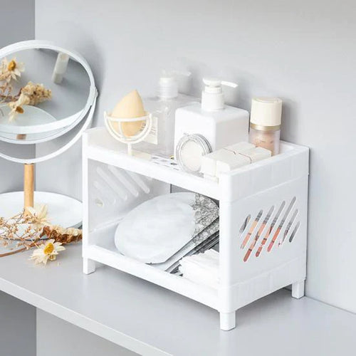 Double Layer Plastic Stroge Organizer Shelf Bowlift