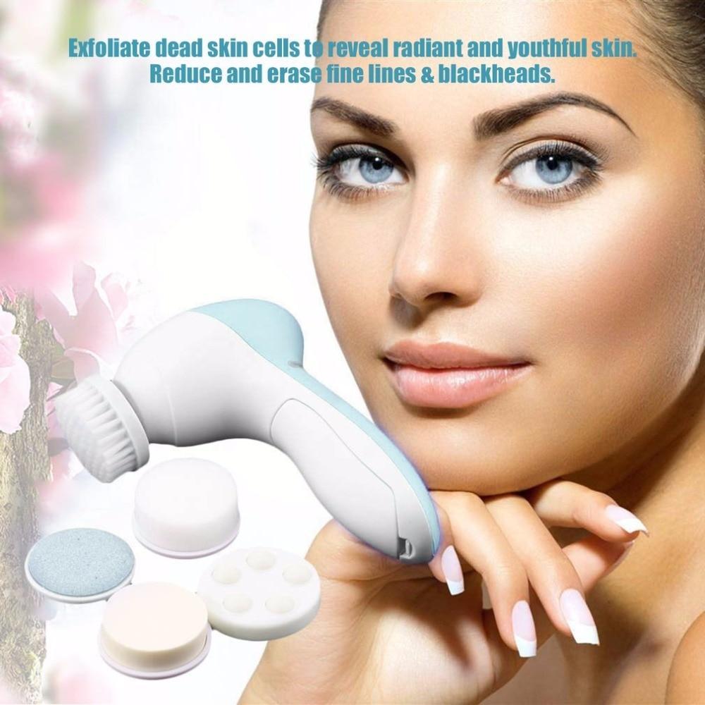 BowLift | 1 Set 5 in 1 Electric Wash Face Machine Facial Pore Cleaner Body Cleaning Massage Mini Skin Beauty Massager Face Washing Brush