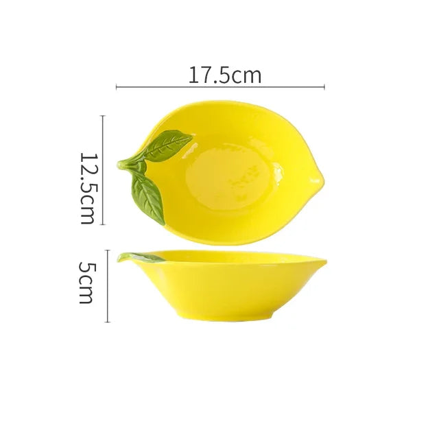 Lemon-shaped ceramic dish set, decorative serving bowls and plates for the dining table | Bowlift