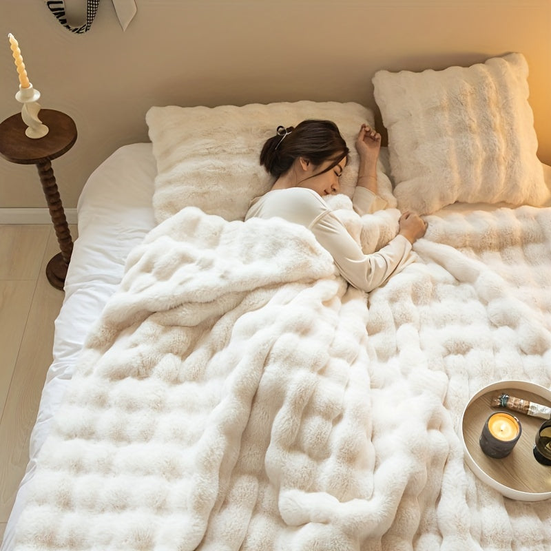 BowLift | FleeceHaven - Luxuriously Soft Bubble Fleece Blanket for Relaxing