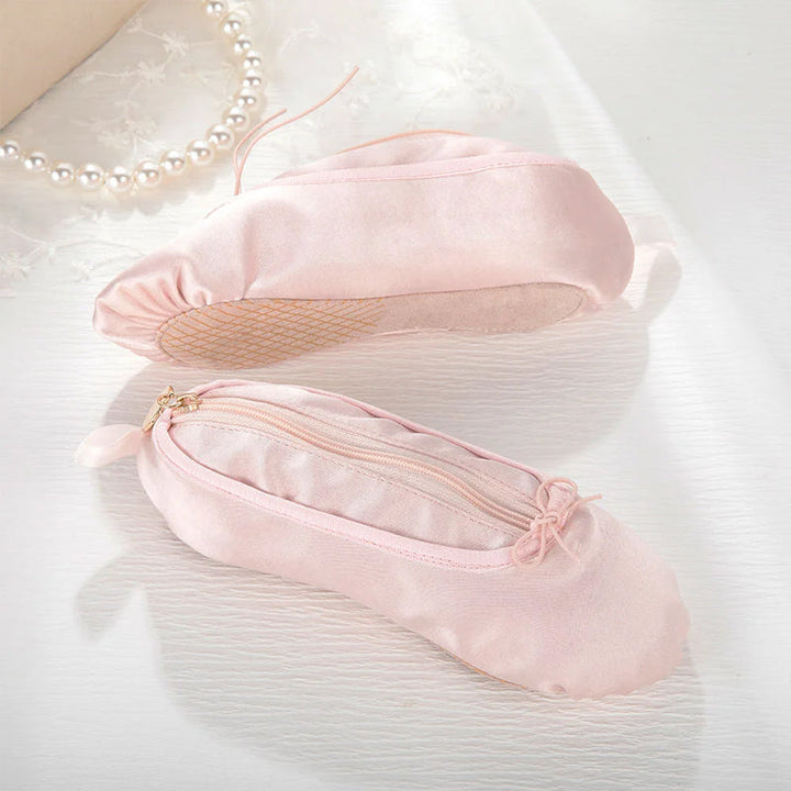 Personalized Pink Ballet Shoe Style Makeup Bag | Bowlift