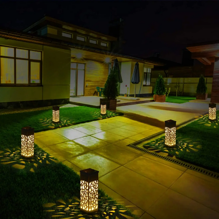 Garden Solar-Powered Stake Lights - Waterproof Outdoor LED for Pathway, Landscape, Driveway, Walkway and Decorations (4-PACKS) Bowlift
