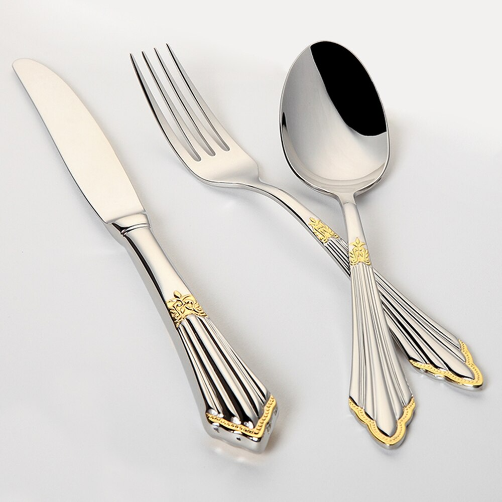 BowLift | 24- or 48-Piece Stainless Steel Cutlery Set in Gold Finish - GlowCut