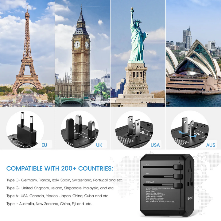 BowLift | Ultimate Travel Power Hub: All-in-One Universal Adapter