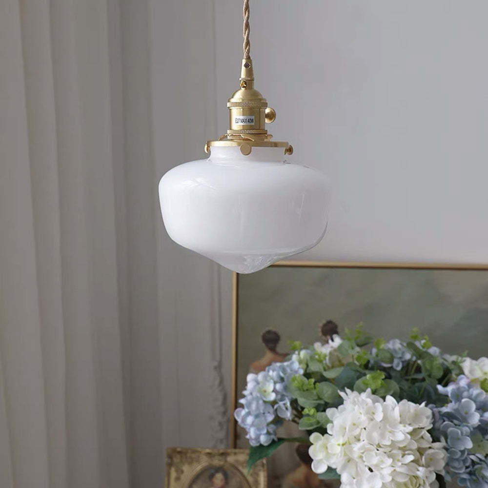 BowLift | Vintage Brass Lantern Glass Pendant Light