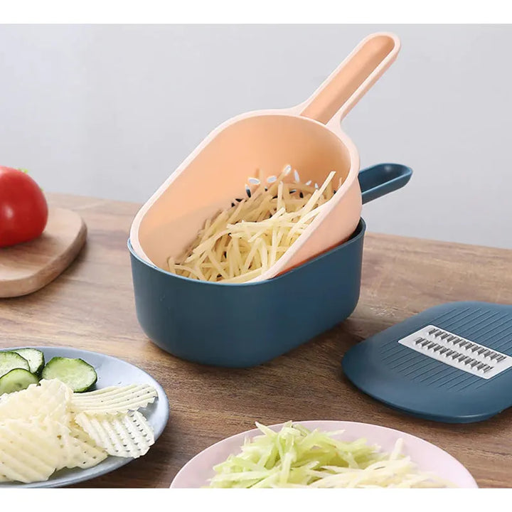 BowLift | Multifunctional Vegetable Slicer With Catchment Container – Practical Kitchen Helper For Easy Cutting, Grating & Slicing