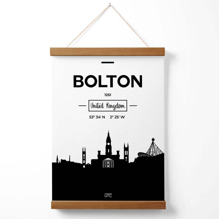 Bolton Black and White Cityscape Poster with Hanger | Bowlift