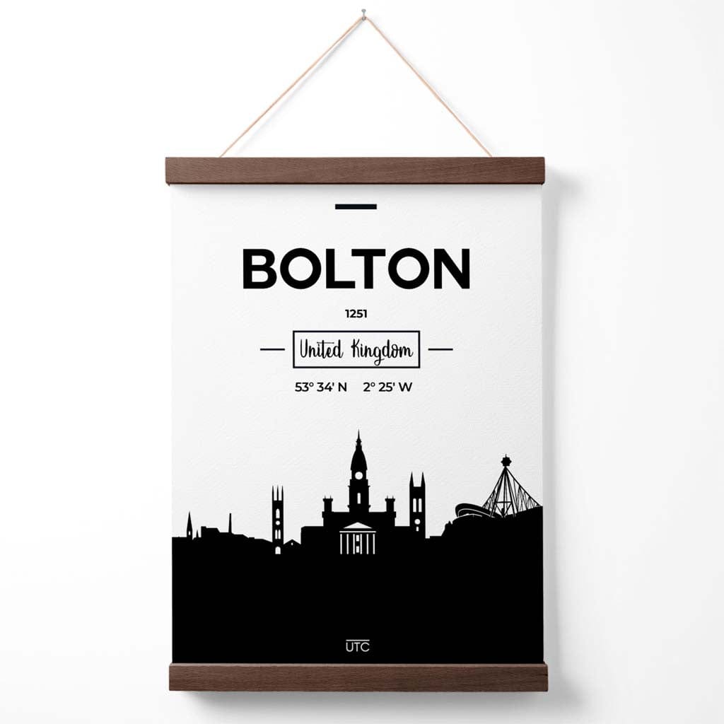 Bolton Black and White Cityscape Poster with Hanger | Bowlift