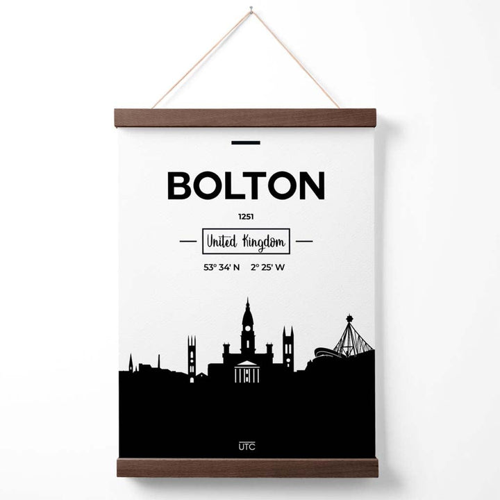 Bolton Black and White Cityscape Poster with Hanger | Bowlift