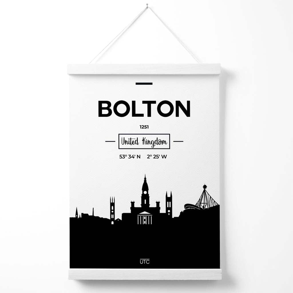 Bolton Black and White Cityscape Poster with Hanger | Bowlift