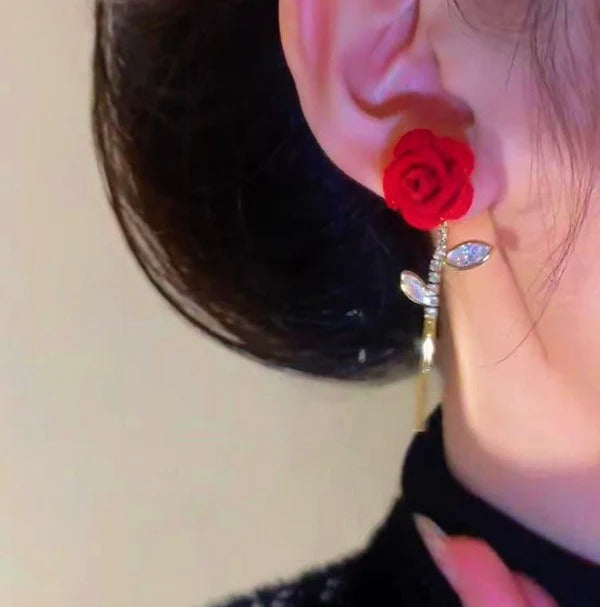 BowLift | Red Velvet Rose Earrings