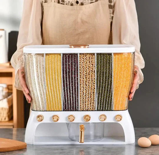 6 Compartment Cereal Dispenser Storage Organizer Bowlift