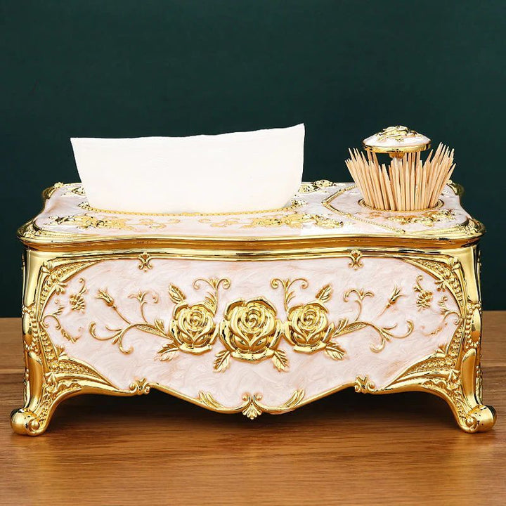 Luxury Dual-Function Tissue Box with Built-In Toothpick Dispenser Bowlift