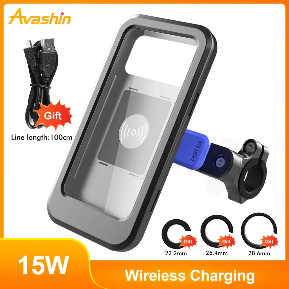 RideCharge Pro – Waterproof phone holder with USB and 15W wireless charging for bicycle and e-bike | Bowlift