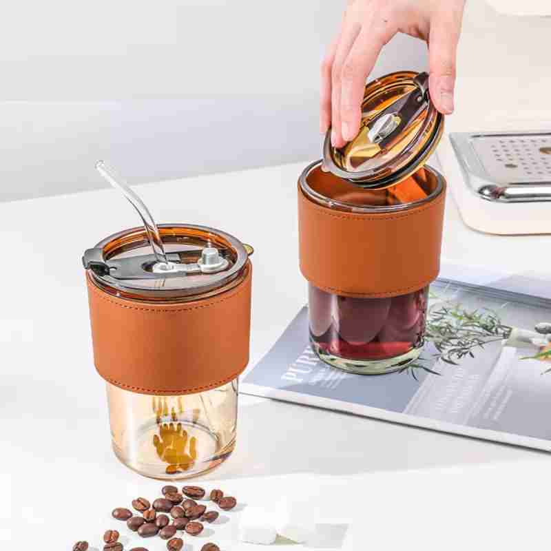 Stylish and Reusable Coffee Mug (450ml) Glass Tumbler Bowlift