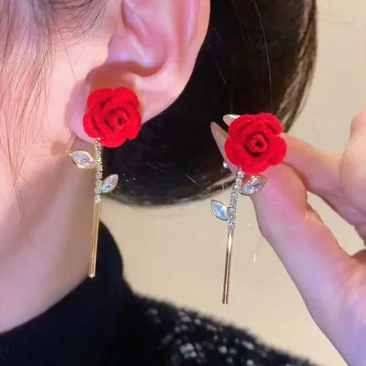 BowLift | Red Velvet Rose Earrings