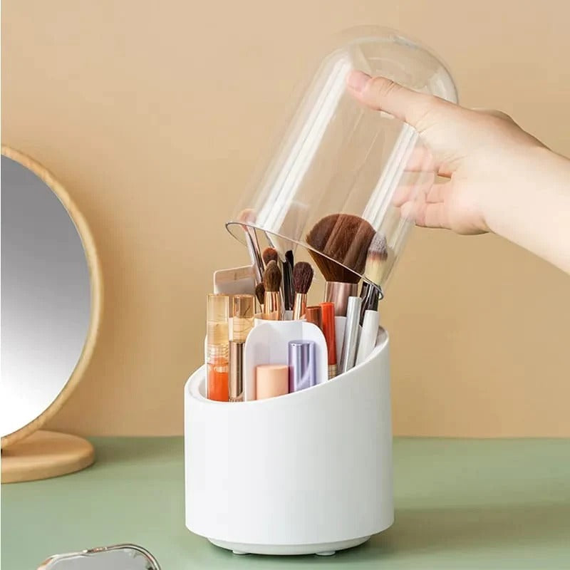 360 Degree Rotating Makeup Brush Holders Dustproof Cosmetic Brushes Storage Case Makeup Organizer with Lid Bowlift