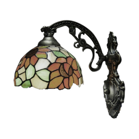 BowLift | Loft Sunflower Wall Lamp Lighting Yellow Glass 1 Light Wall Mount Light in Antique Bronze for Bedroom