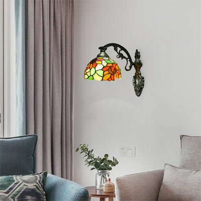 BowLift | Loft Sunflower Wall Lamp Lighting Yellow Glass 1 Light Wall Mount Light in Antique Bronze for Bedroom