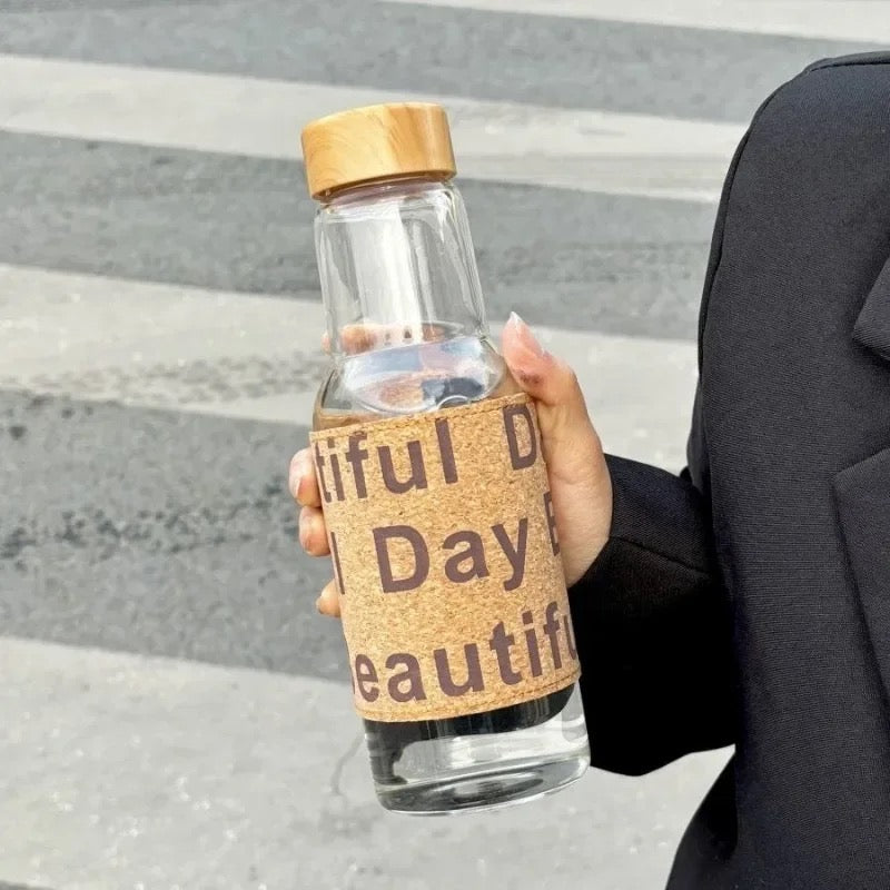 Water Bottle Wooden Cap 550ML Bowlift