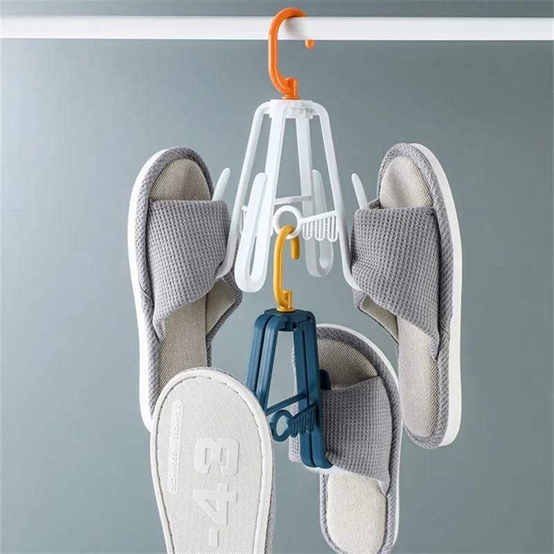 Rotating Shoe Drying Organizer Hanger with 4 Hooks Bowlift