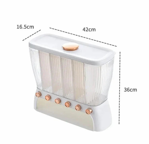 6 Compartment Cereal Dispenser Storage Organizer Bowlift