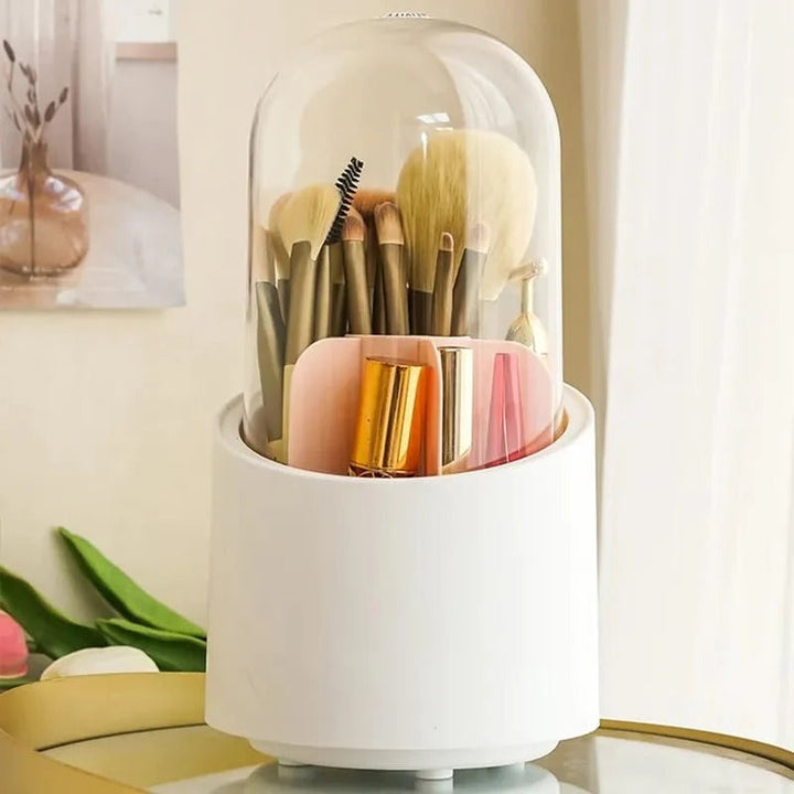360 Degree Rotating Makeup Brush Holders Dustproof Cosmetic Brushes Storage Case Makeup Organizer with Lid Bowlift