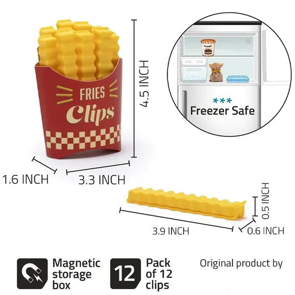 Magnetic French Fries Style Food Sealing Clips (12pcs) Bowlift