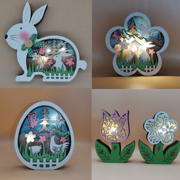Wooden Easter Decoration with LED Light | Bowlift