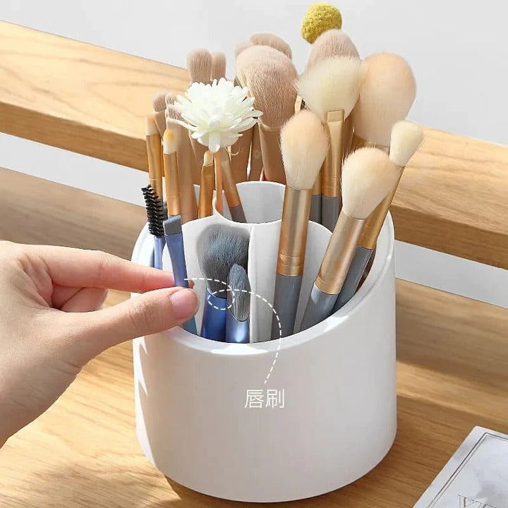 360 Degree Rotating Makeup Brush Holders Dustproof Cosmetic Brushes Storage Case Makeup Organizer with Lid Bowlift