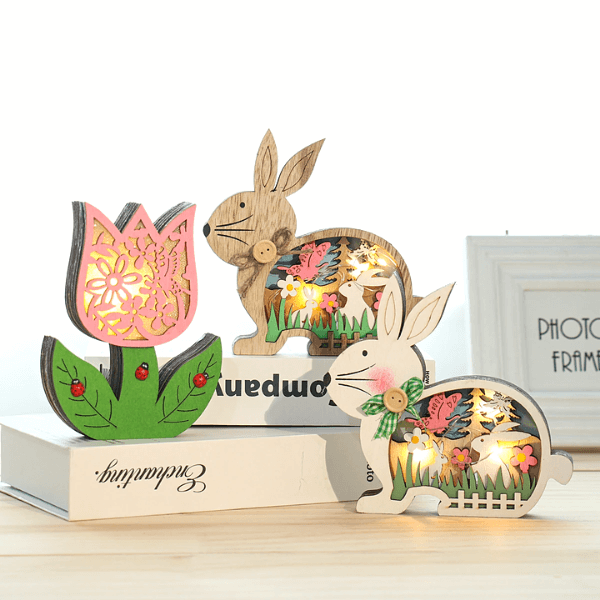 Wooden Easter Decoration with LED Light | Bowlift