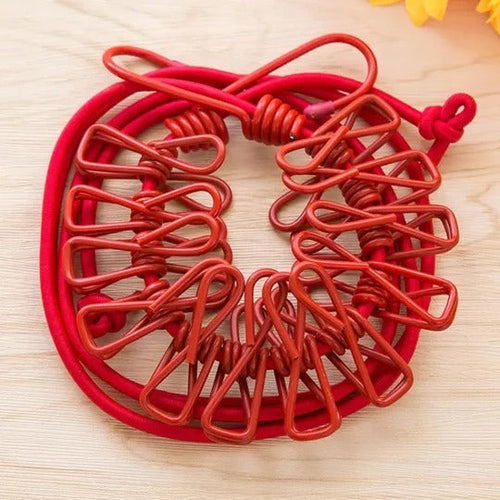 12 Clips Elastic Laundry Rope Bowlift