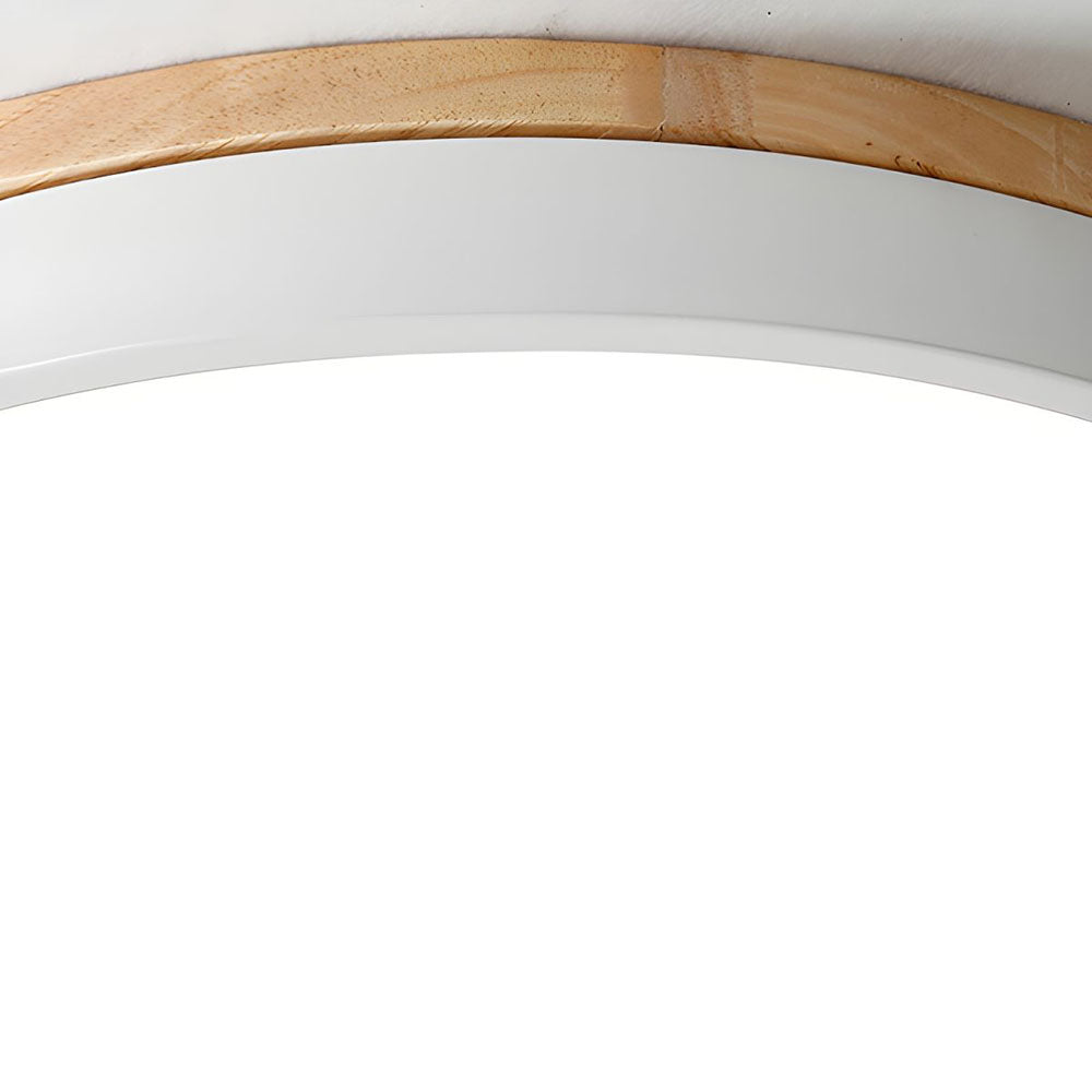 BowLift | Wooden Round Shape Flush Ceiling Light | LED. Solid Wood & Iron for Living Room. Dining Room & Hallway