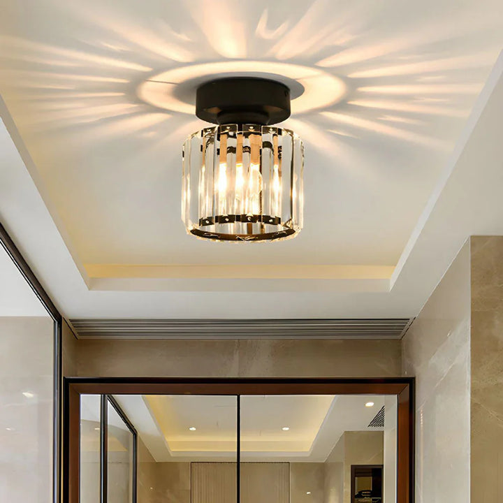 BowLift | Modern Crystal Ceiling Light with Gold and Black Accents – Stylish Lighting for Your Home