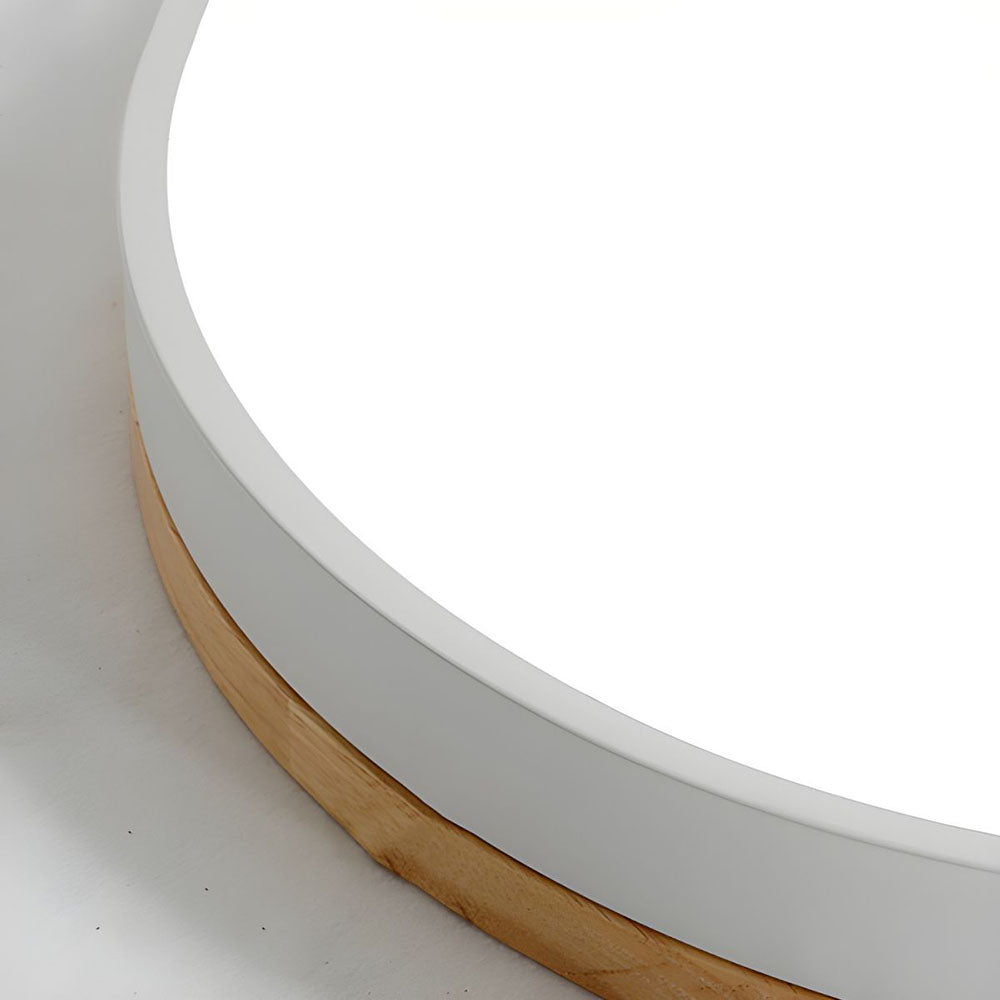 BowLift | Wooden Round Shape Flush Ceiling Light | LED. Solid Wood & Iron for Living Room. Dining Room & Hallway