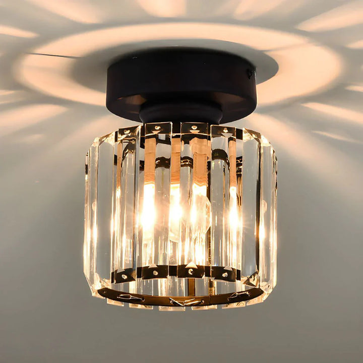 BowLift | Modern Crystal Ceiling Light with Gold and Black Accents – Stylish Lighting for Your Home