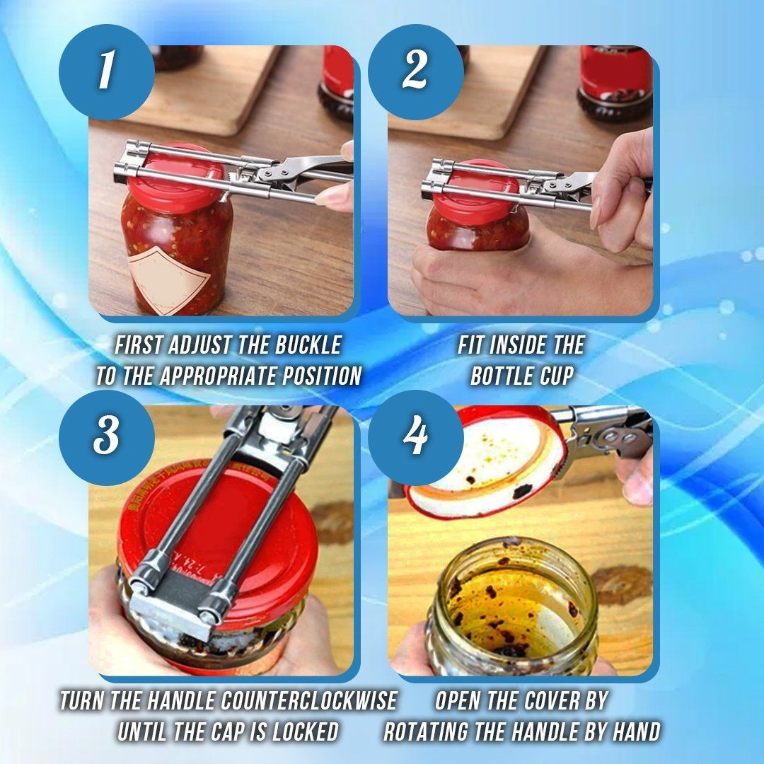 Adjustable Jar & Bottle Opener Multifunctional Stainless Steel Can Opener | Bowlift