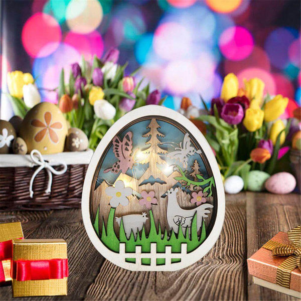 Wooden Easter Decoration with LED Light | Bowlift