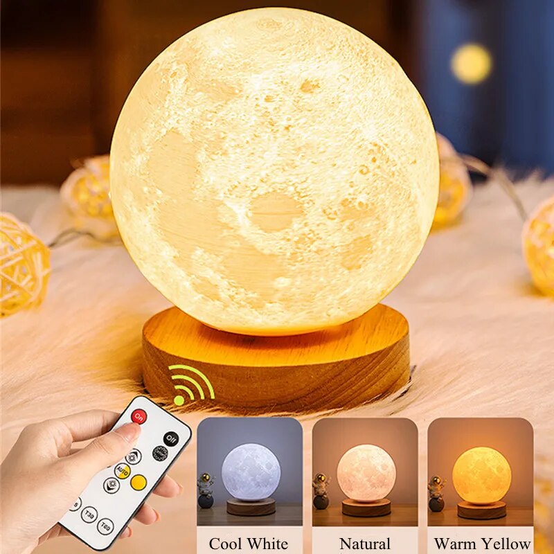 BowLift | Levitating Illusion Color Option Rotating Magnetic Moon Lamp