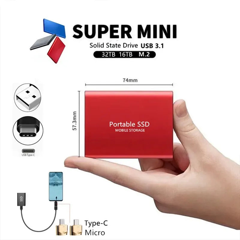 SSD External Hard Drive Hard Drive Storage SSD 1 2 4 8 12 16 32 64 TB External | Bowlift