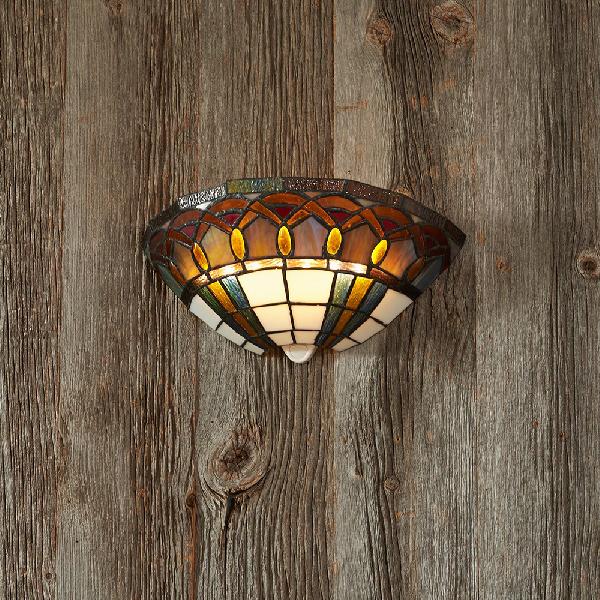 BowLift | Tiffany Bowl Wall Mount Light Stained Glass 1 Light Wall Lamp with Gem Decoration