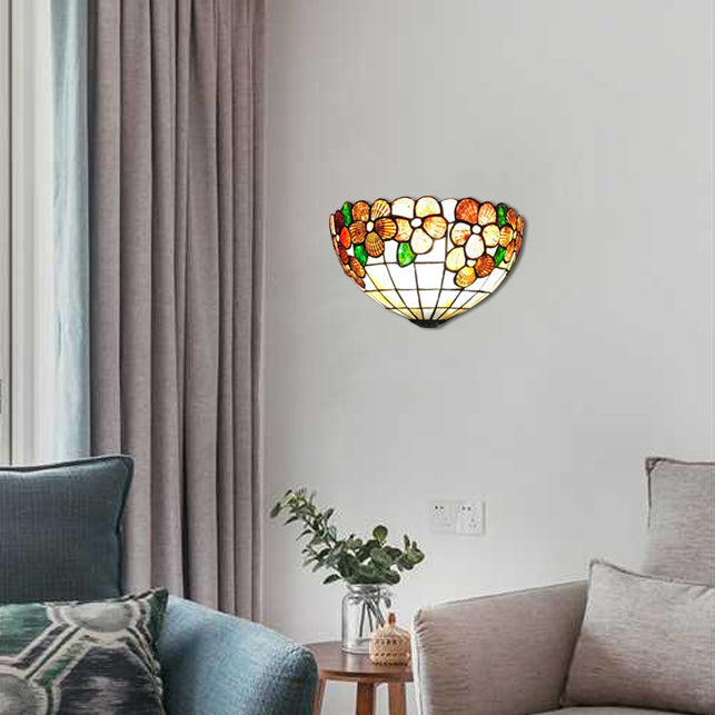 BowLift | Bowl flower wall lights with shade in lodge style wall lighting for the living room