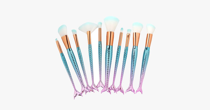 BowLift | Mermaid Makeup Brush Set with FREE Contour Brush - Professional Cosmetic Brush for Eyeshadow, Eyeliner, Blush & Concealer
