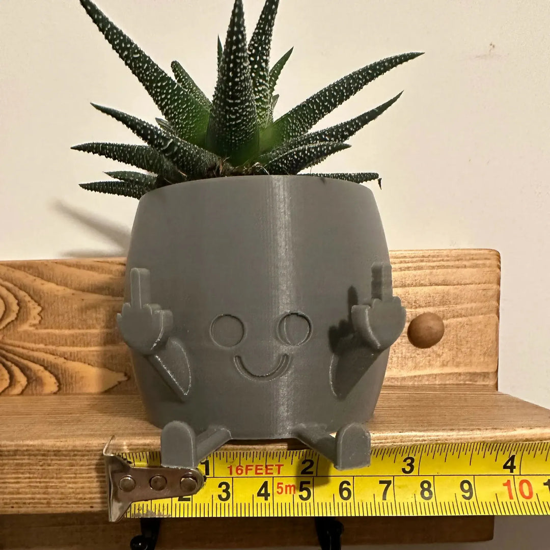 BowLift | Smiling Plant Pot with Middle Fingers Up