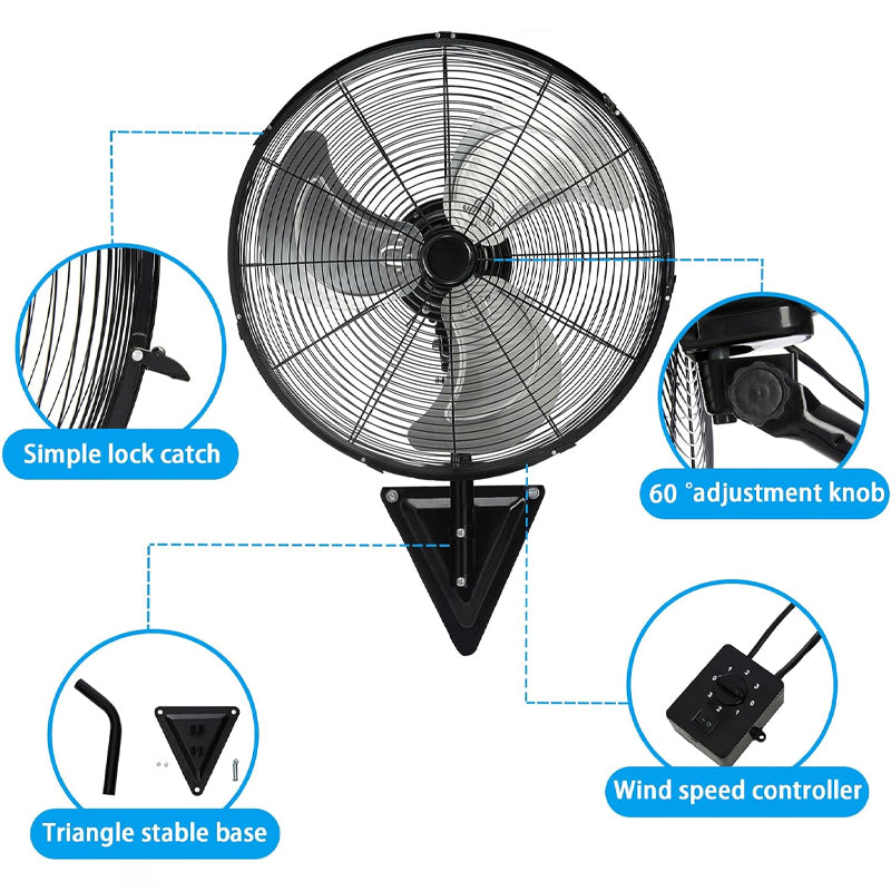 BowLift | 18 Inch Wall Mount Fan High Velocity 3-Speed Wall Fan 5500 CFM Industrial Outdoor Wall Fan
