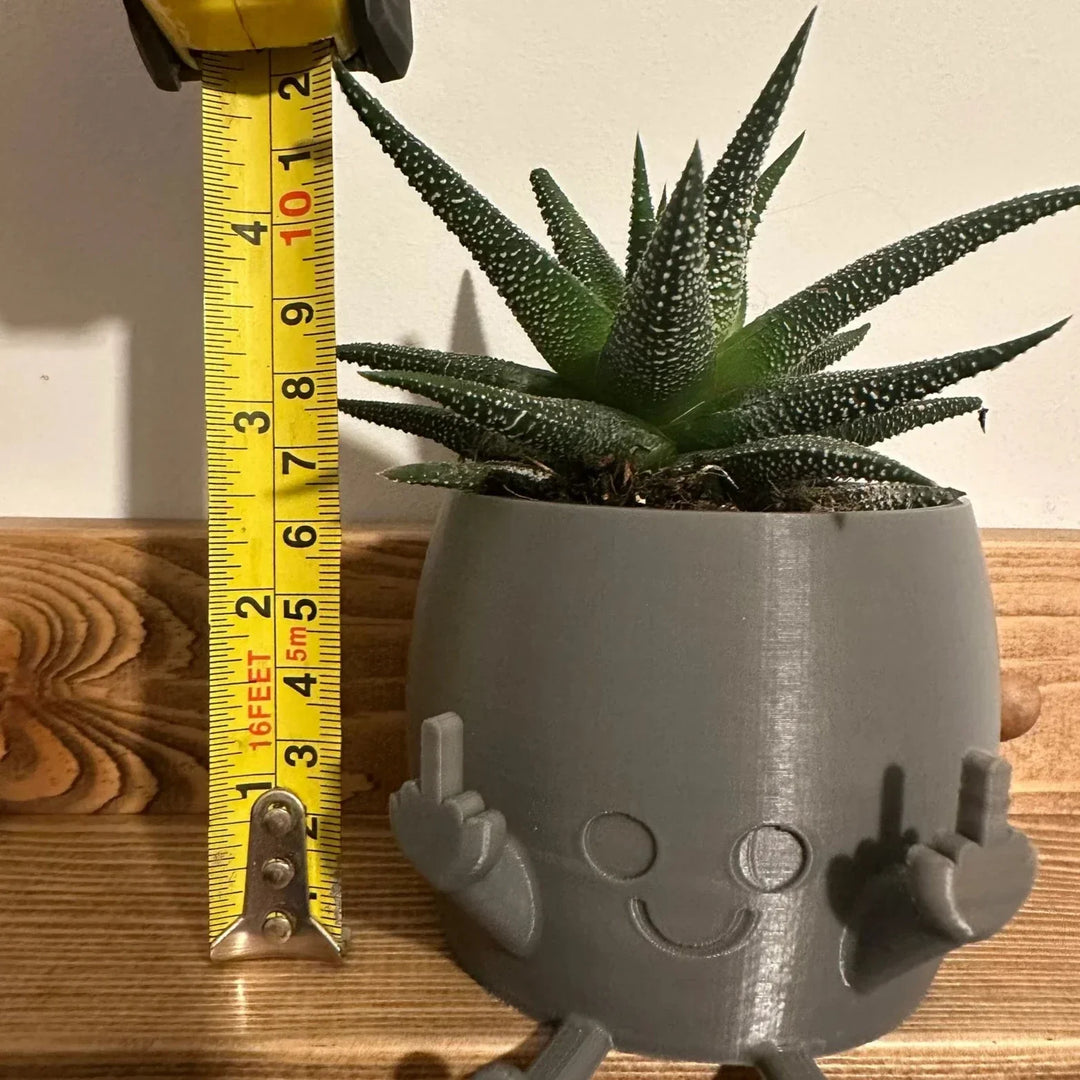BowLift | Smiling Plant Pot with Middle Fingers Up
