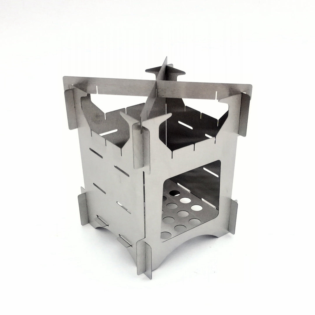 compact stainless steel portable wood-burning camping stove with tool-free interlocking assembly Bowlift