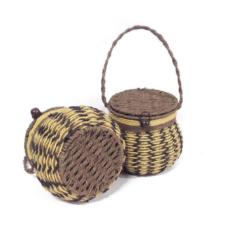 Handcrafted Decorative Storage Basket with Lid Bowlift