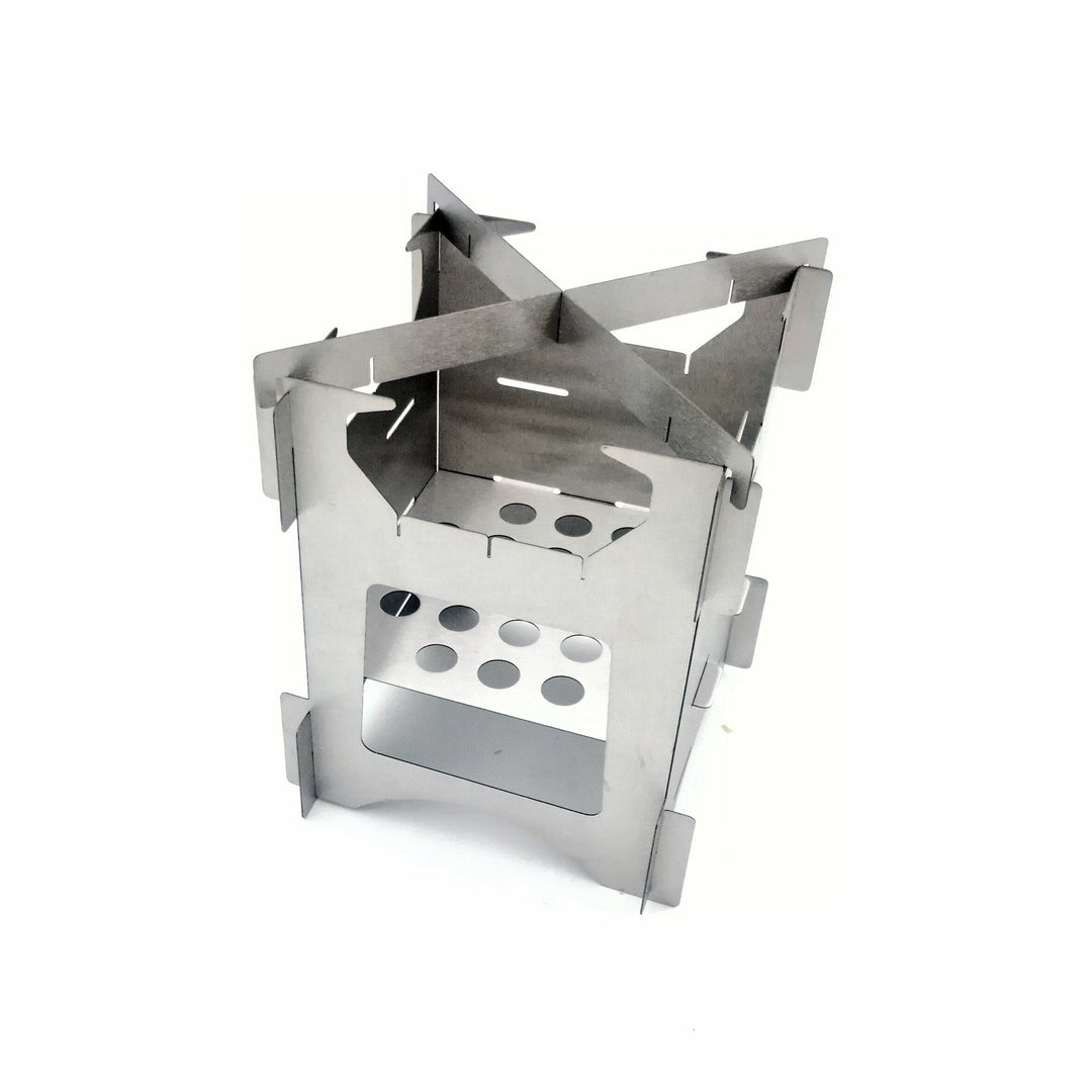 compact stainless steel portable wood-burning camping stove with tool-free interlocking assembly Bowlift